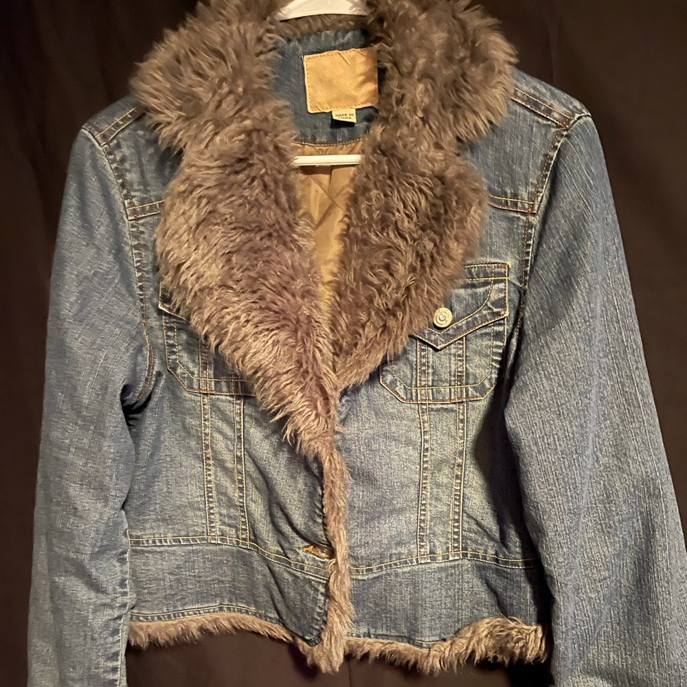 Denim Fur Crop Coat
